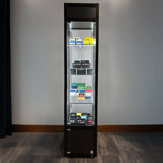 Retail Glass Display Black Cabinet With Locking Storage