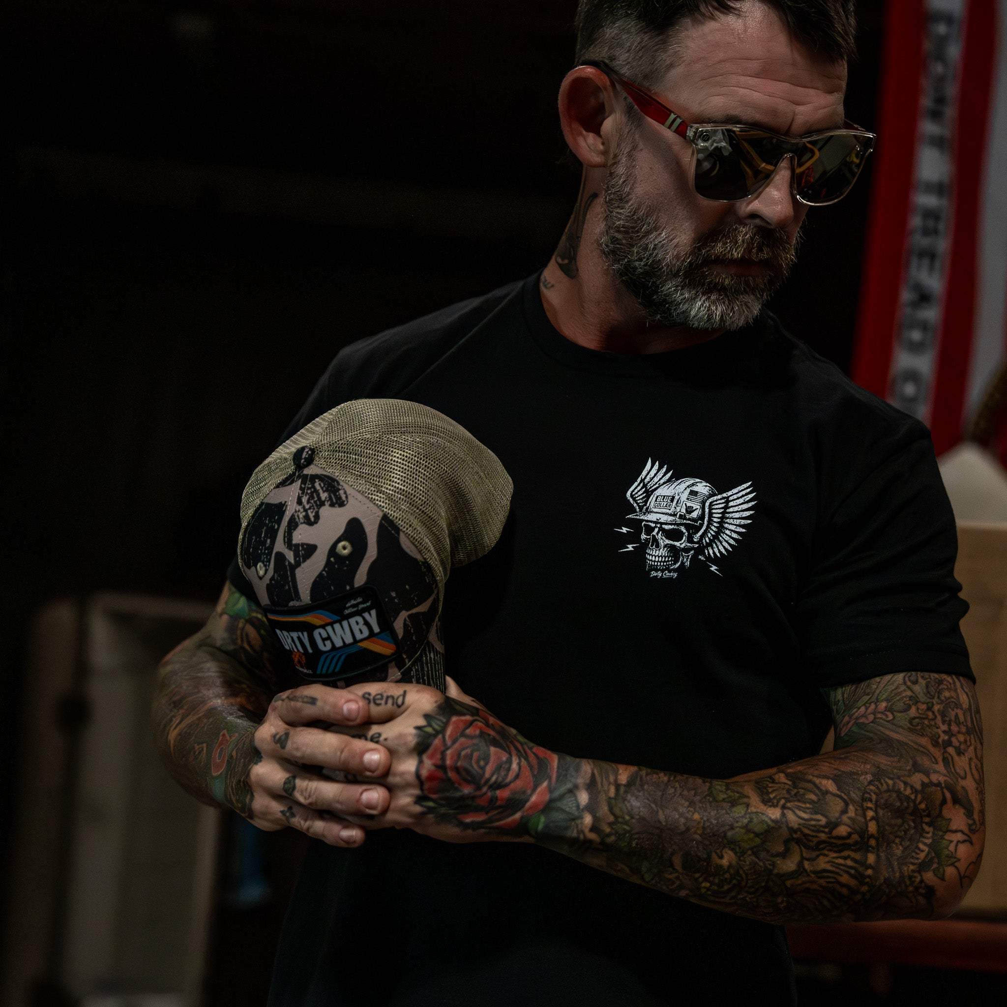 Blue Collar Skull Men's T-Shirt - DIRTY COWBOY USA - Flyclothing LLC