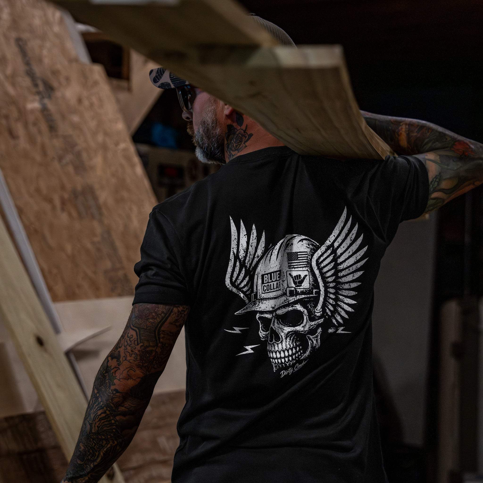 Blue Collar Skull Men's T-Shirt