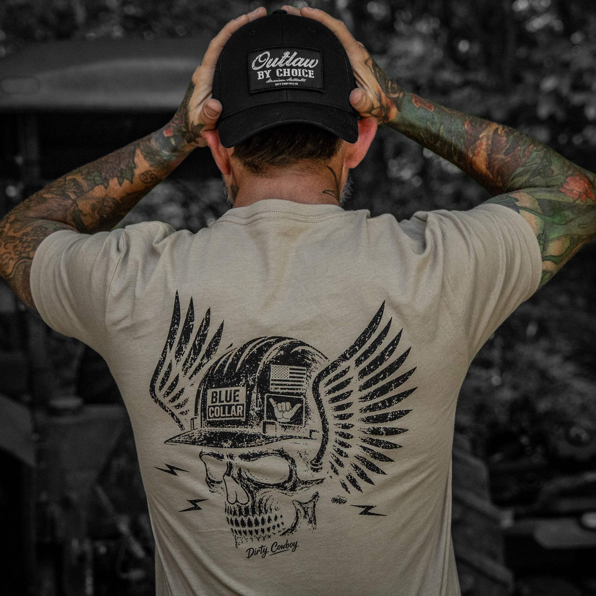 Blue Collar Skull Men's T-Shirt - DIRTY COWBOY USA - Flyclothing LLC