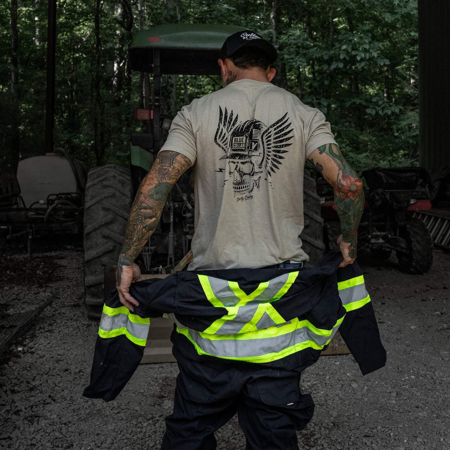 Blue Collar Skull Men's T-Shirt - DIRTY COWBOY USA - Flyclothing LLC