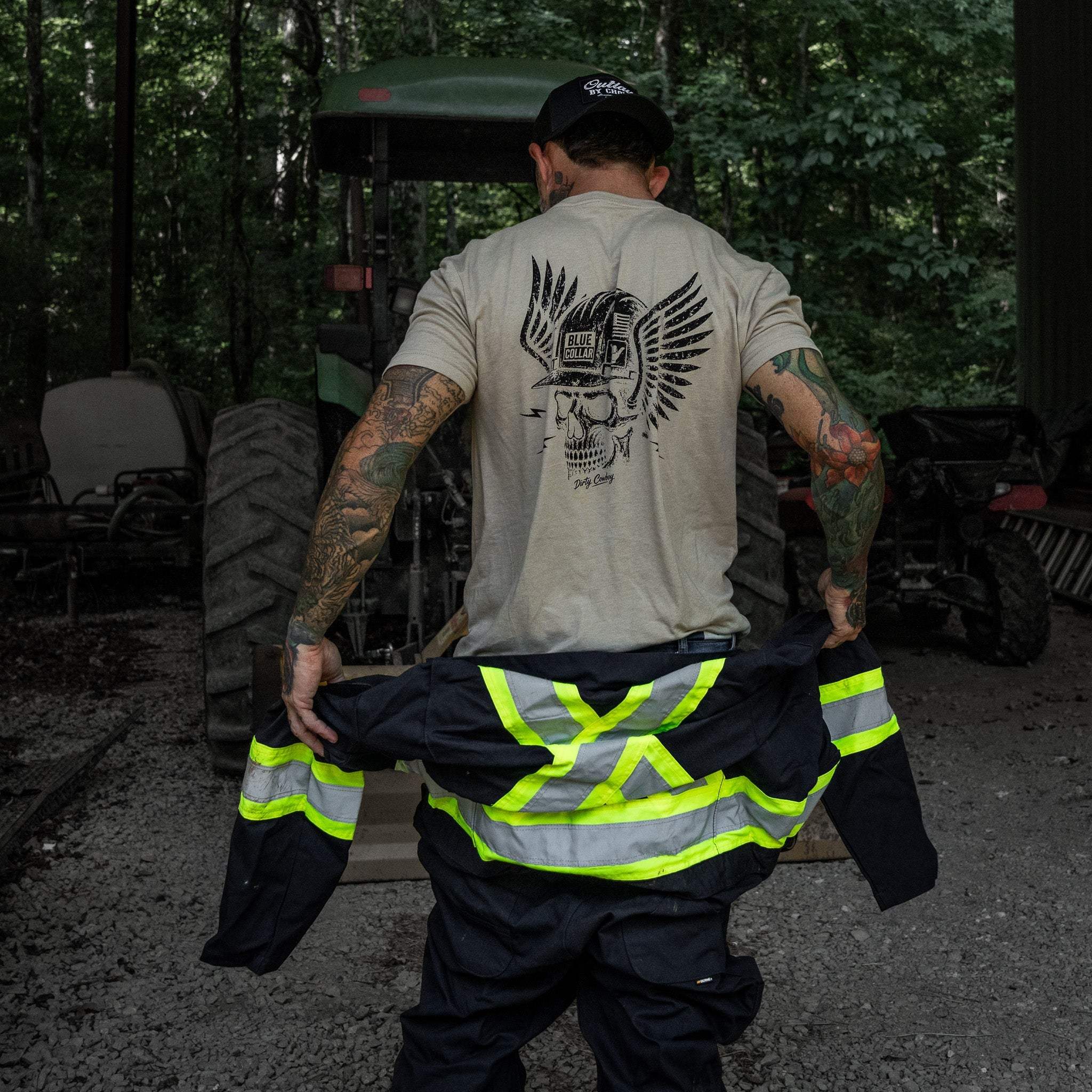 Blue Collar Skull Men's T-Shirt - DIRTY COWBOY USA - Flyclothing LLC