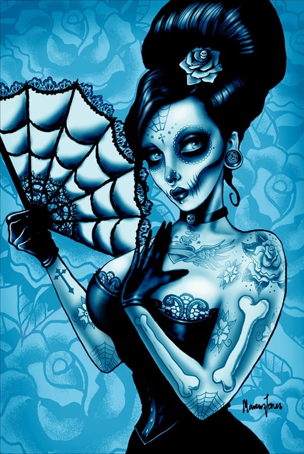 Black Market Art Company Blue Day of the Dead Print