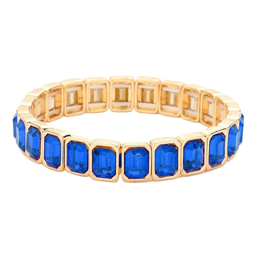 Emerald Cut Stone Stretch Evening Bracelet - Madeline Love - Flyclothing LLC