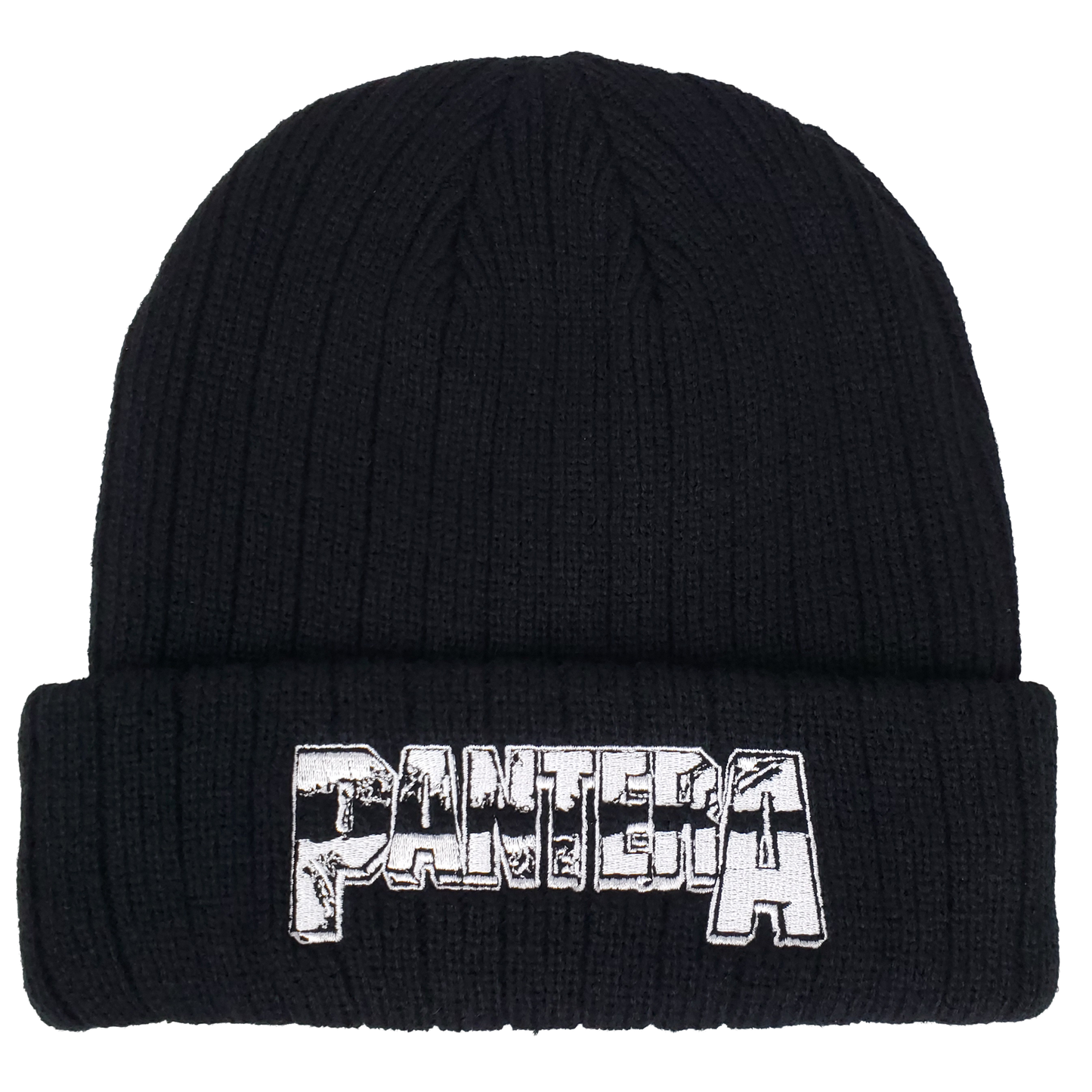 PANTERA EMBROIDERED LOGO 3XL1 RIBBED BLACK ACRYLIC KNIT HAT