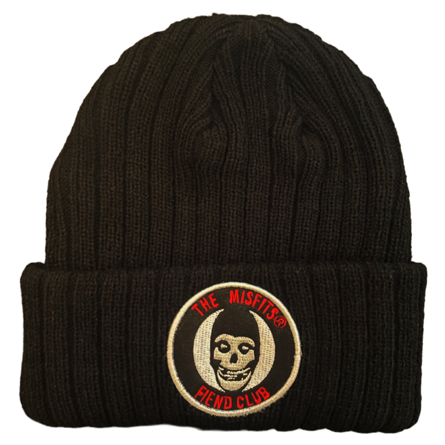 MISFITS EMB.PATCH LOGO 3XL2 RIBBED BLACK ACRYLIC KNIT HAT