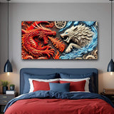 3D Dragon and Wolf Wall Art V - Tailored Canvases - Flyclothing LLC