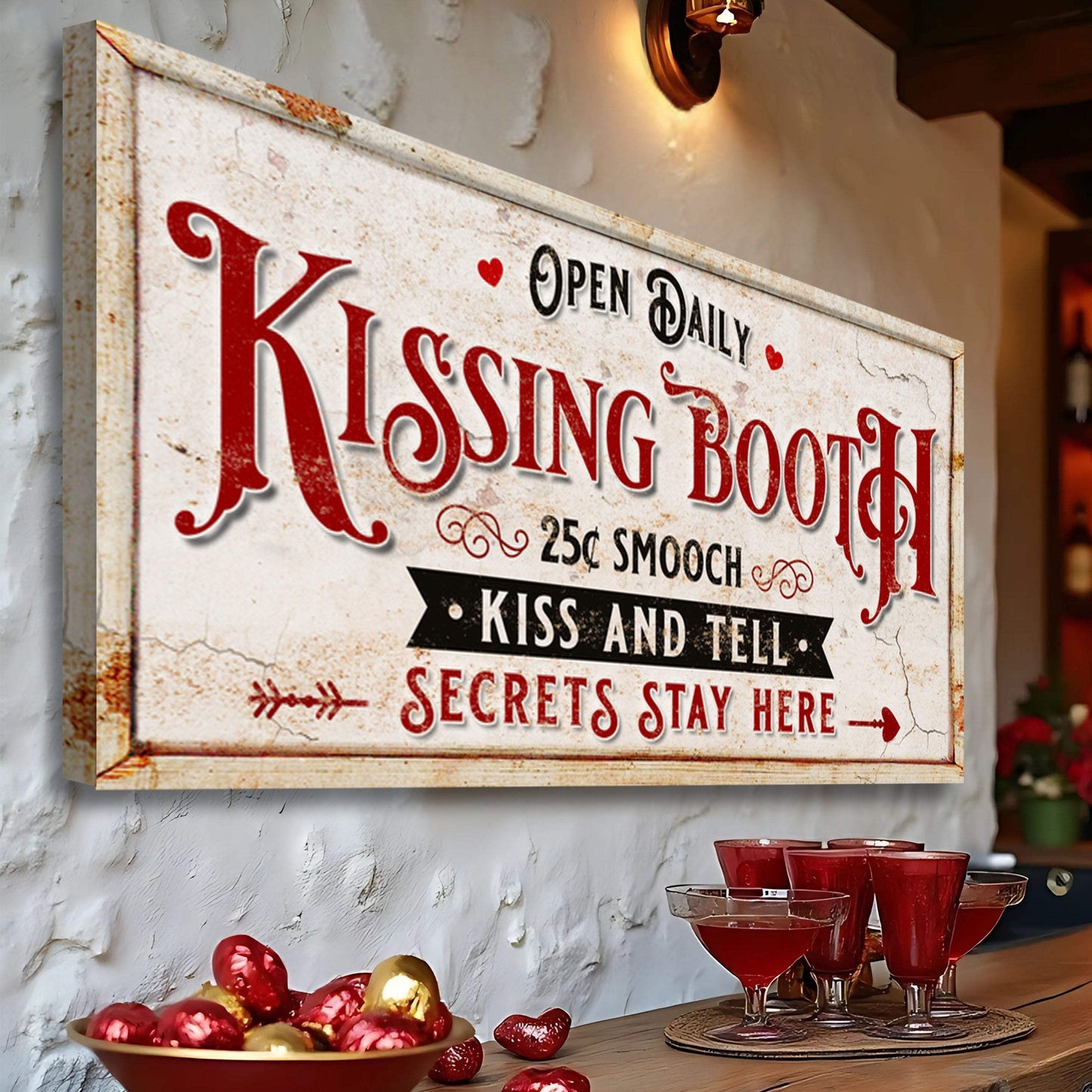 Vintage Rustic Kissing Booth Sign IV - Tailored Canvases - Flyclothing LLC