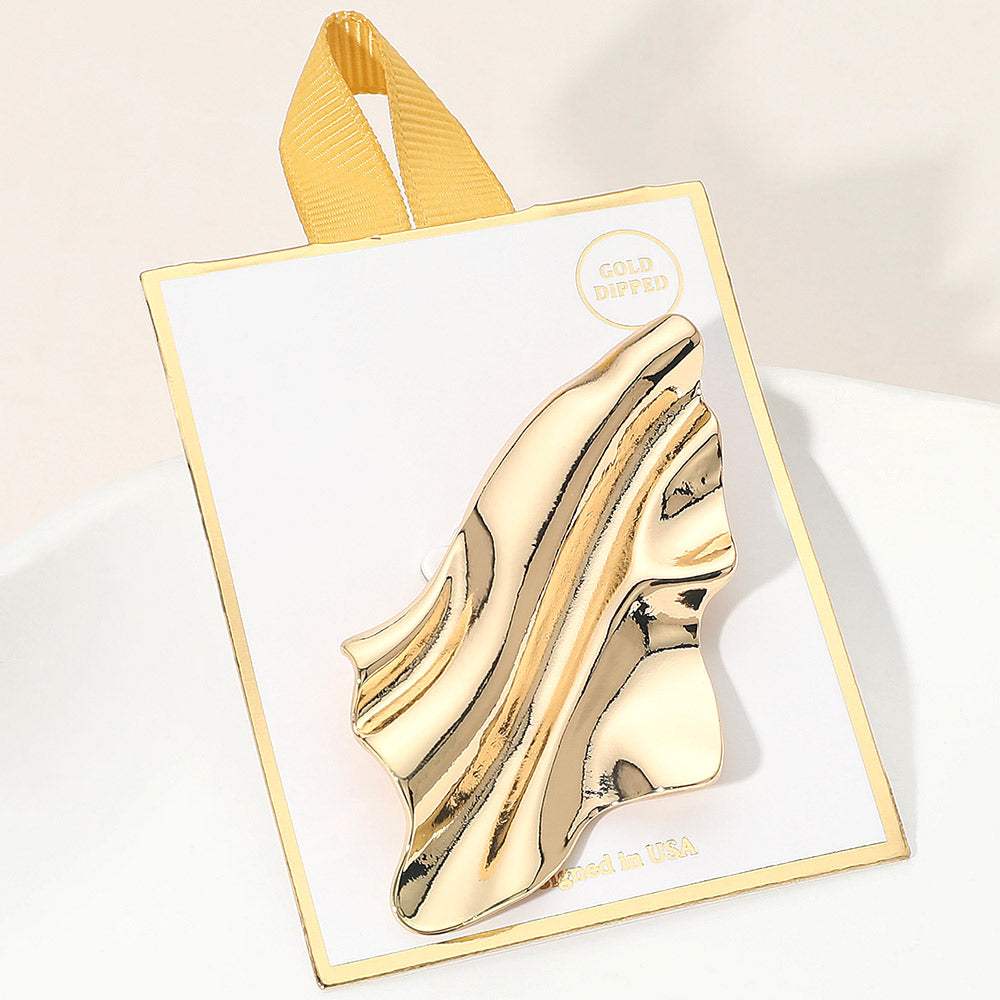 Gold Dipped Modern Fluid Abstract Wave Pin Brooch - Madeline Love - Flyclothing LLC
