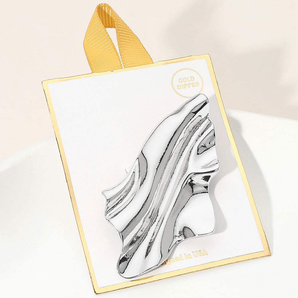 Gold Dipped Modern Fluid Abstract Wave Pin Brooch - Madeline Love - Flyclothing LLC