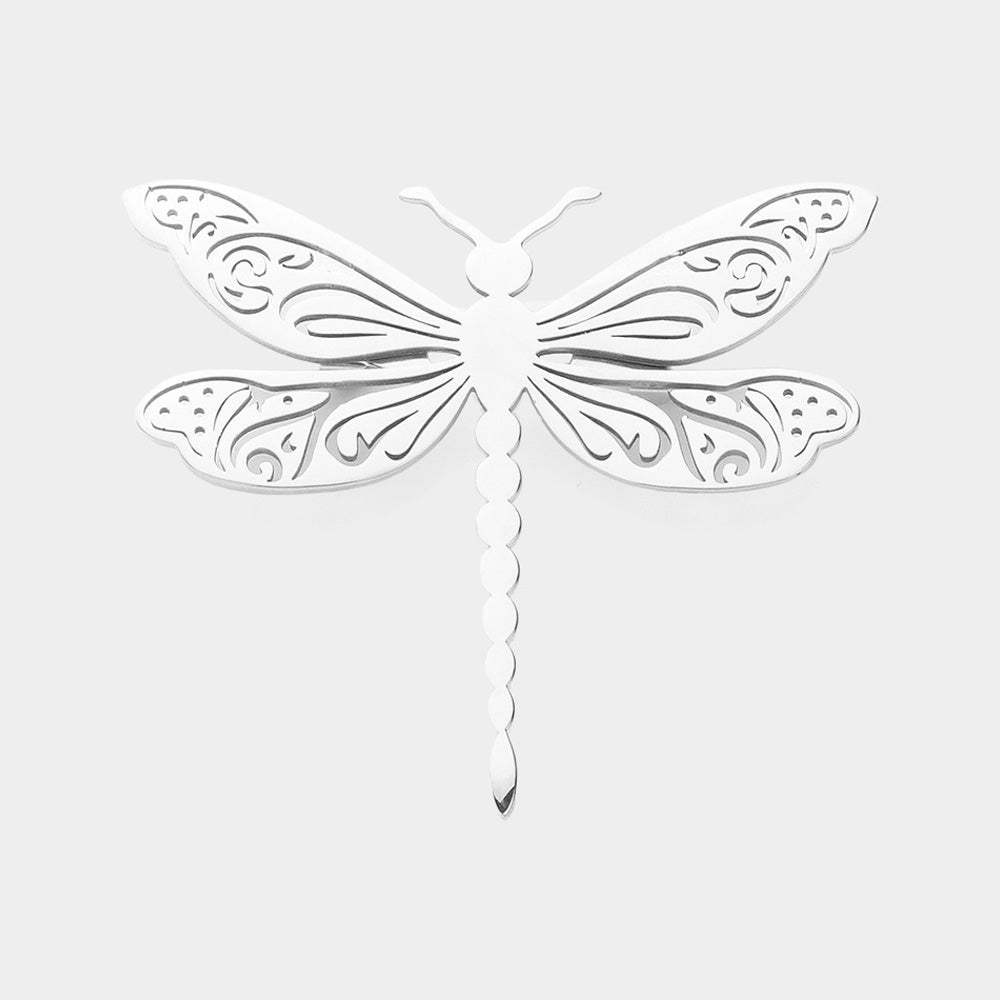 Stainless Steel Cut Out Dragonfly Pin Brooch - Madeline Love - Flyclothing LLC