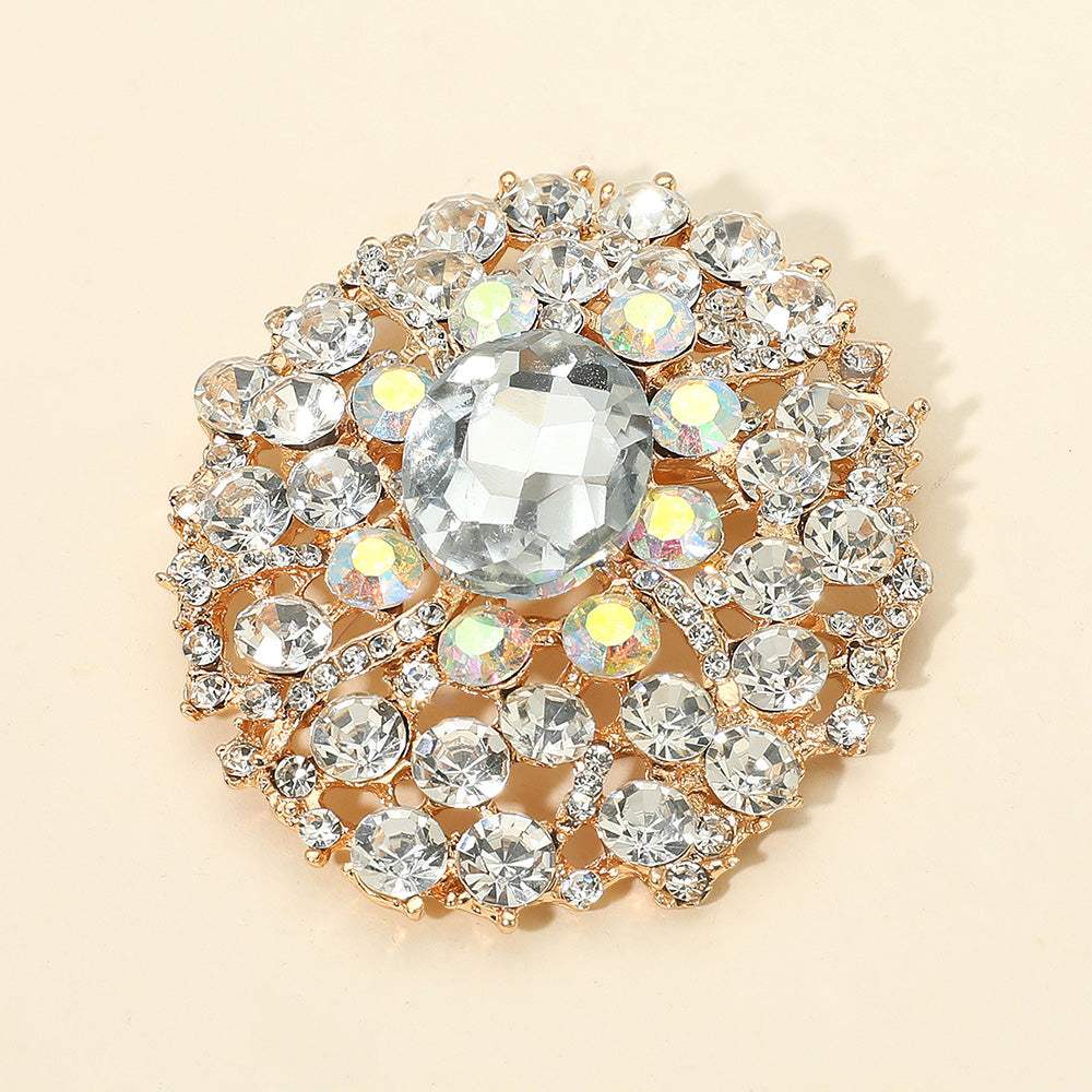Oval Center Stone Accent Rhinestone Embellished Statement Pin Brooch - Madeline Love - Flyclothing LLC