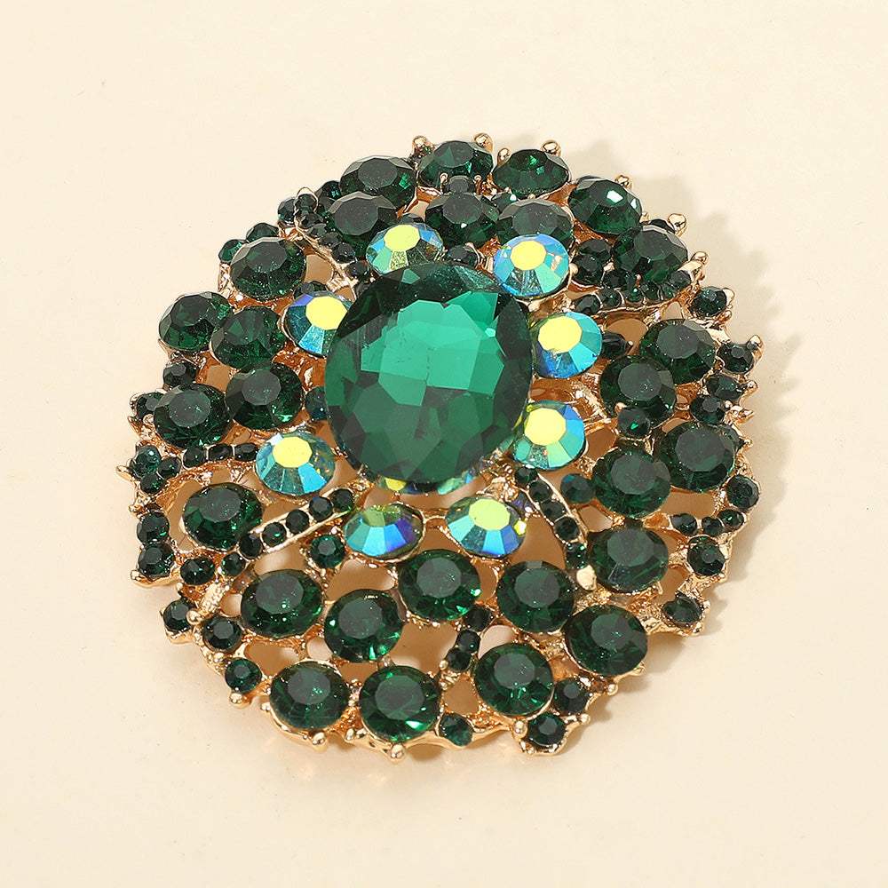 Oval Center Stone Accent Rhinestone Embellished Statement Pin Brooch - Madeline Love - Flyclothing LLC