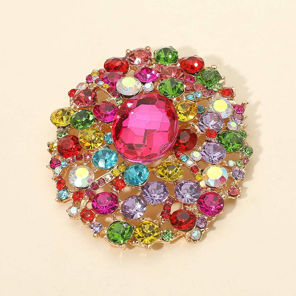 Oval Center Stone Accent Rhinestone Embellished Statement Pin Brooch - Madeline Love - Flyclothing LLC