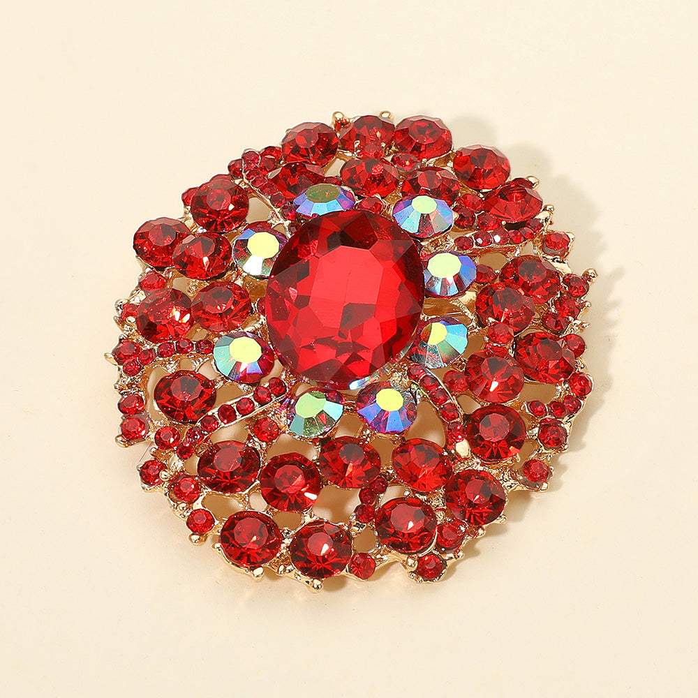 Oval Center Stone Accent Rhinestone Embellished Statement Pin Brooch - Madeline Love - Flyclothing LLC