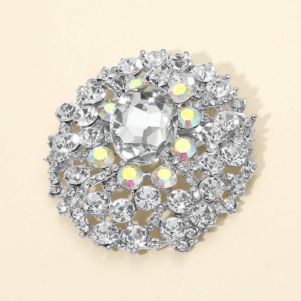 Oval Center Stone Accent Rhinestone Embellished Statement Pin Brooch - Madeline Love - Flyclothing LLC