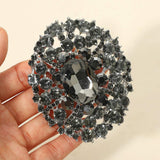 Oval Center Stone Accent Rhinestone Embellished Statement Pin Brooch - Madeline Love - Flyclothing LLC