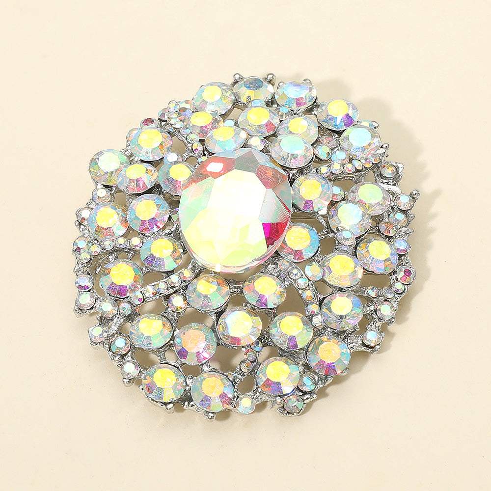 Oval Center Stone Accent Rhinestone Embellished Statement Pin Brooch - Madeline Love - Flyclothing LLC