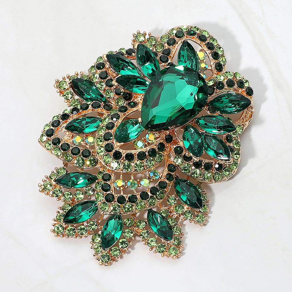 Bold Rhinestone Flower Statement Brooch Pendant - Madeline Love - Flyclothing LLC