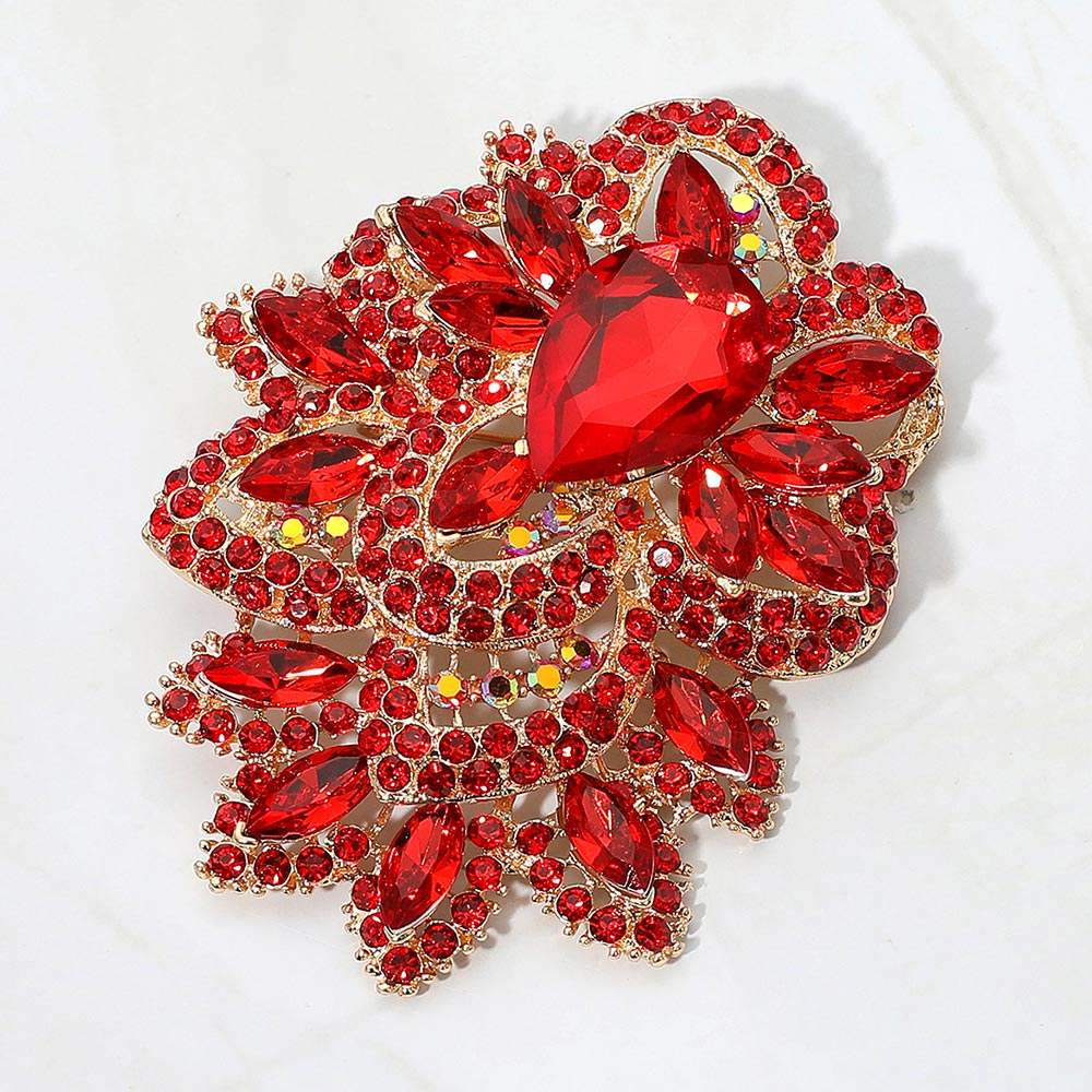 Bold Rhinestone Flower Statement Brooch Pendant - Madeline Love - Flyclothing LLC