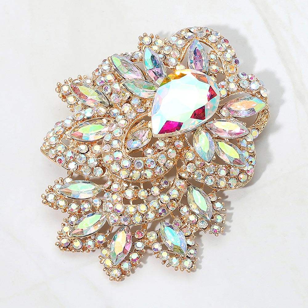 Bold Rhinestone Flower Statement Brooch Pendant - Madeline Love - Flyclothing LLC