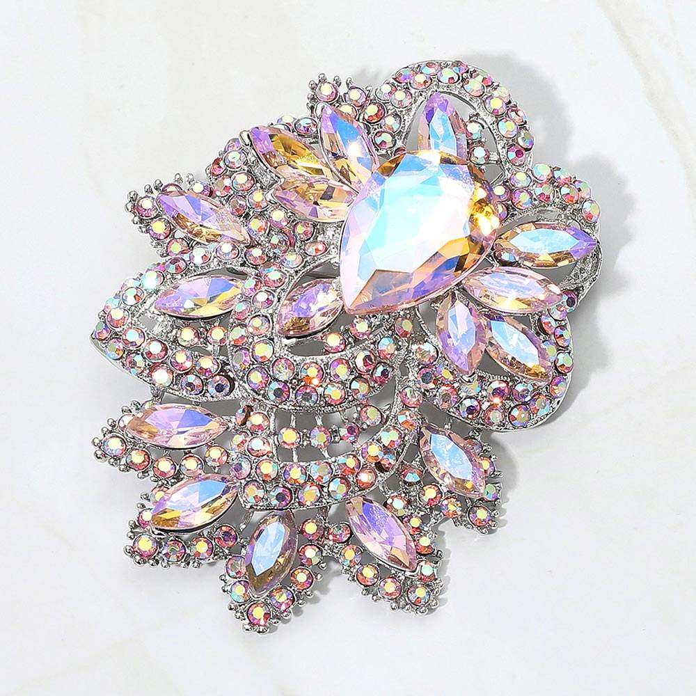 Bold Rhinestone Flower Statement Brooch Pendant - Madeline Love - Flyclothing LLC