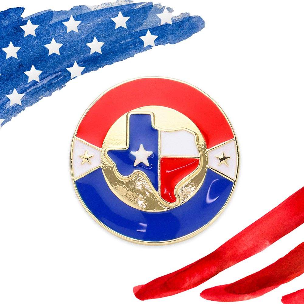 Enamel Texas Map Round Pin Brooch - Madeline Love - Flyclothing LLC