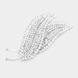Rhinestone Pave Double Leaf brooch - Madeline Love - Flyclothing LLC