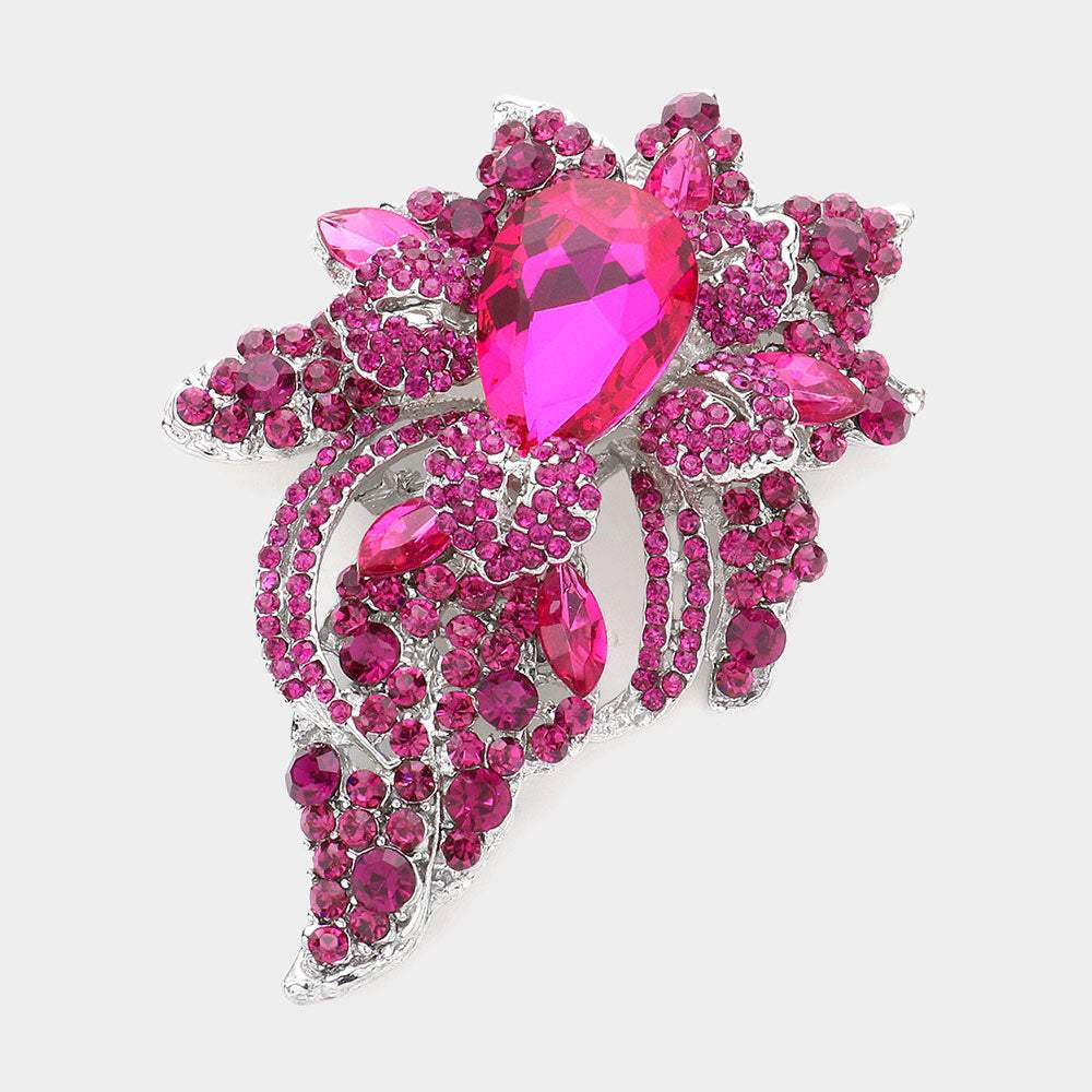 Floral Crystal Pave Bouquet Brooch Pendant - Madeline Love - Flyclothing LLC