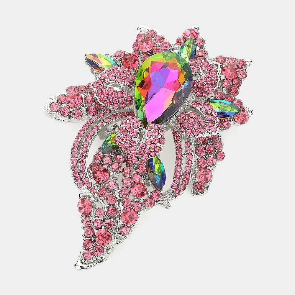 Floral Crystal Pave Bouquet Brooch Pendant - Madeline Love - Flyclothing LLC