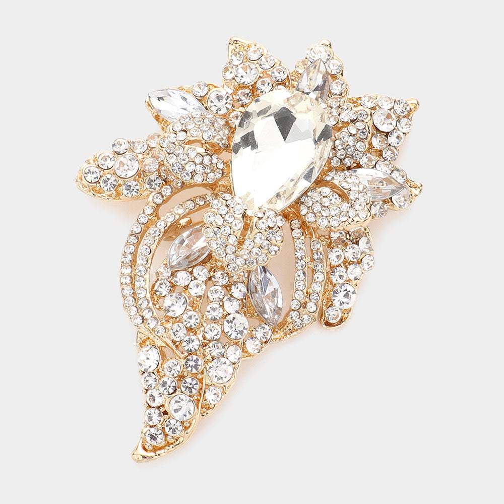 Floral Crystal Pave Bouquet Brooch Pendant - Madeline Love - Flyclothing LLC