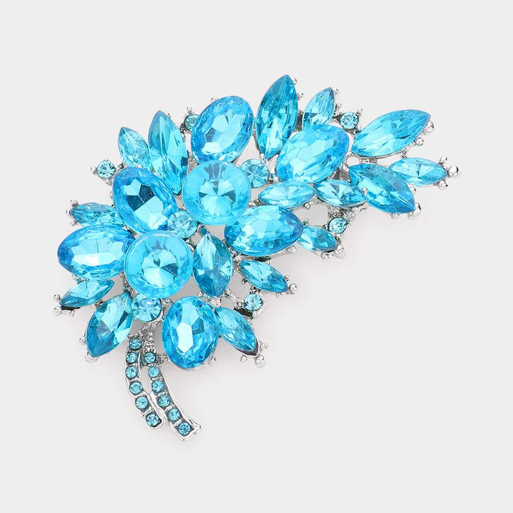Glass Crystal Leaf Pin Brooch - Madeline Love - Flyclothing LLC