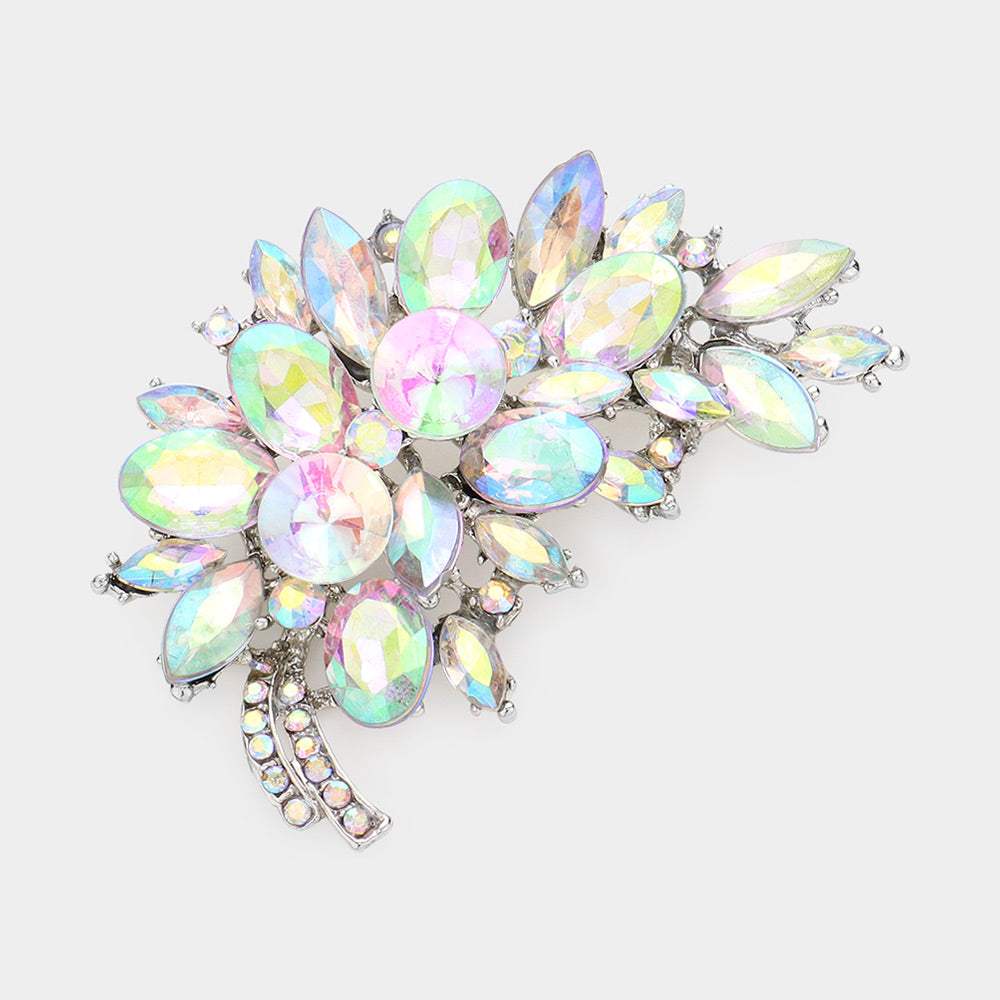 Glass Crystal Leaf Pin Brooch - Madeline Love - Flyclothing LLC