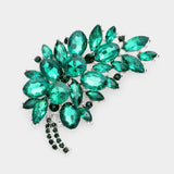 Glass Crystal Leaf Pin Brooch - Madeline Love - Flyclothing LLC