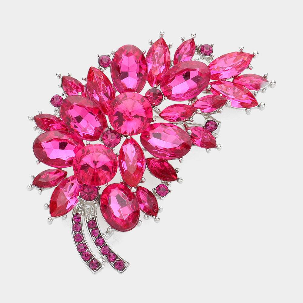 Glass Crystal Leaf Pin Brooch - Madeline Love - Flyclothing LLC