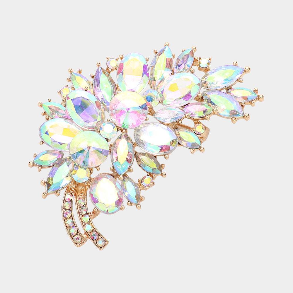 Glass Crystal Leaf Pin Brooch - Madeline Love - Flyclothing LLC