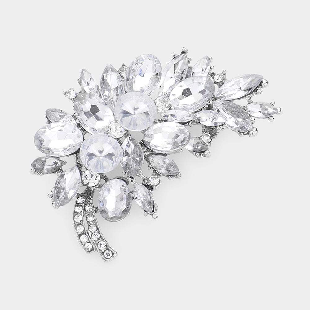 Glass Crystal Leaf Pin Brooch - Madeline Love - Flyclothing LLC