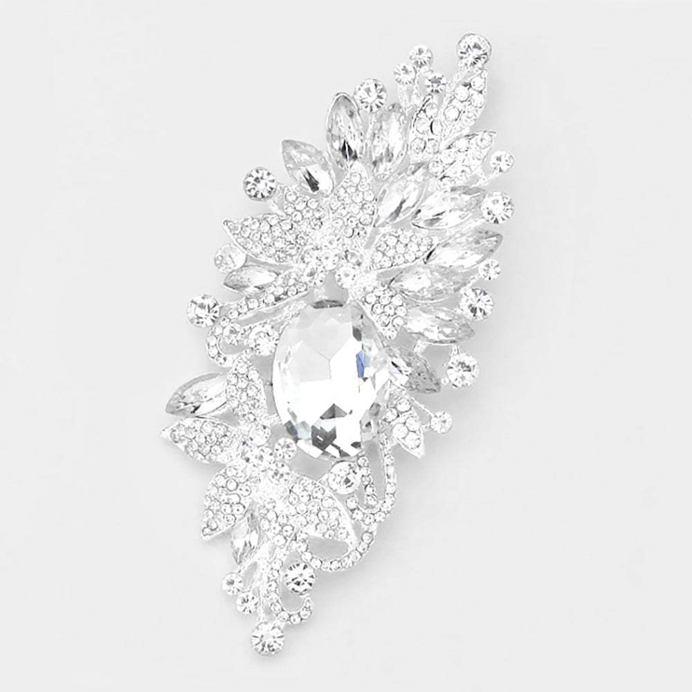 Floral Crystal Rhinestone Brooch / Pendant - Madeline Love - Flyclothing LLC