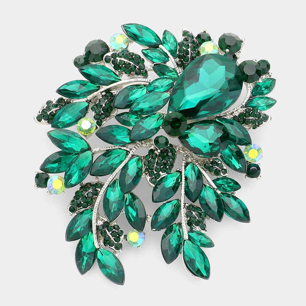 Floral Crystal Rhinestone Bouquet Brooch / Pendant - Madeline Love - Flyclothing LLC