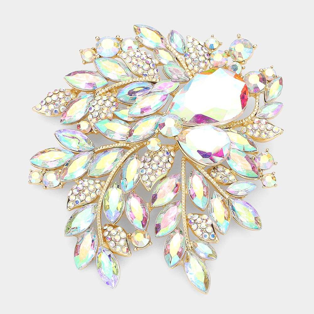Floral Crystal Rhinestone Bouquet Brooch / Pendant - Madeline Love - Flyclothing LLC