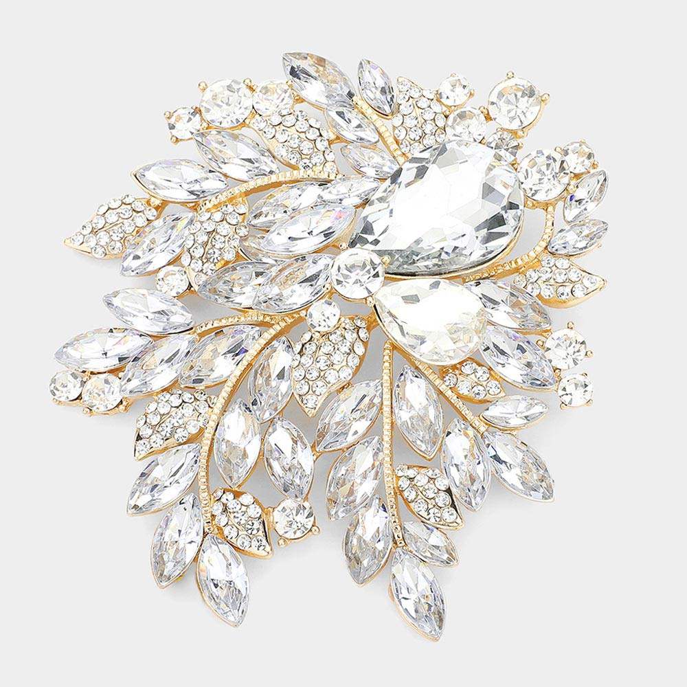 Floral Crystal Rhinestone Bouquet Brooch / Pendant - Madeline Love - Flyclothing LLC