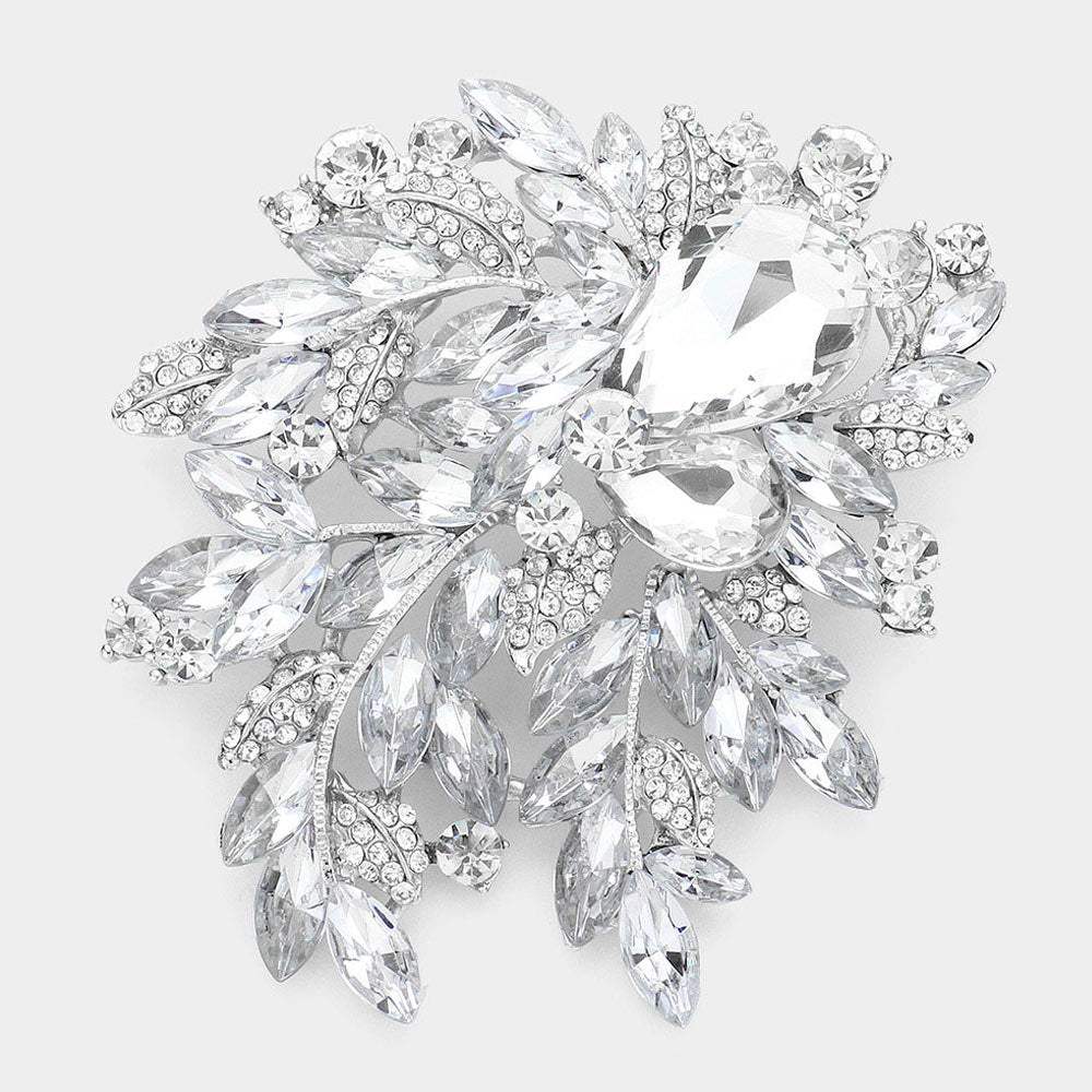 Floral Crystal Rhinestone Bouquet Brooch / Pendant - Madeline Love - Flyclothing LLC