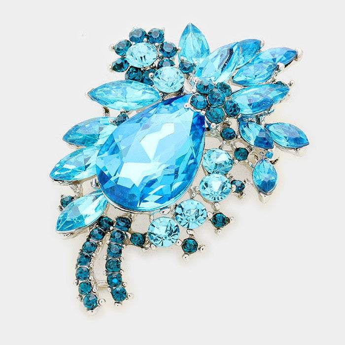 Glass Crystal Teardrop Flower Pin Brooch Pendant - Madeline Love - Flyclothing LLC
