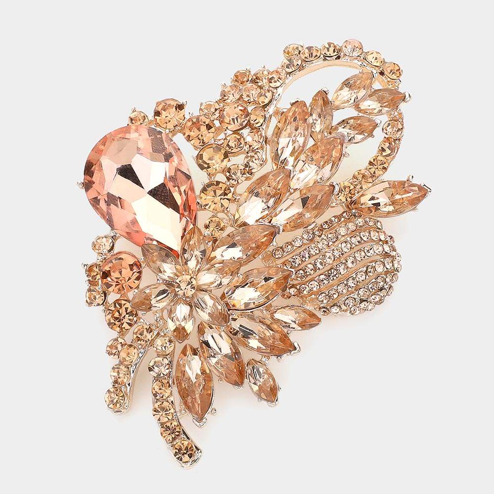 Glass Crystal Bouquet Brooch Pendant - Madeline Love - Flyclothing LLC