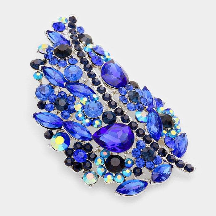 Glass Crystal Leaf Pin Brooch - Madeline Love - Flyclothing LLC