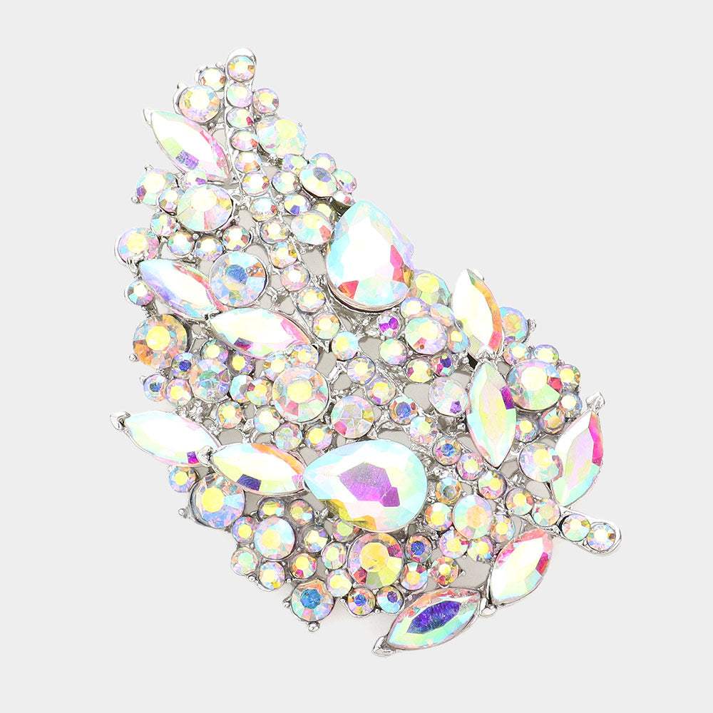 Glass Crystal Leaf Pin Brooch - Madeline Love - Flyclothing LLC