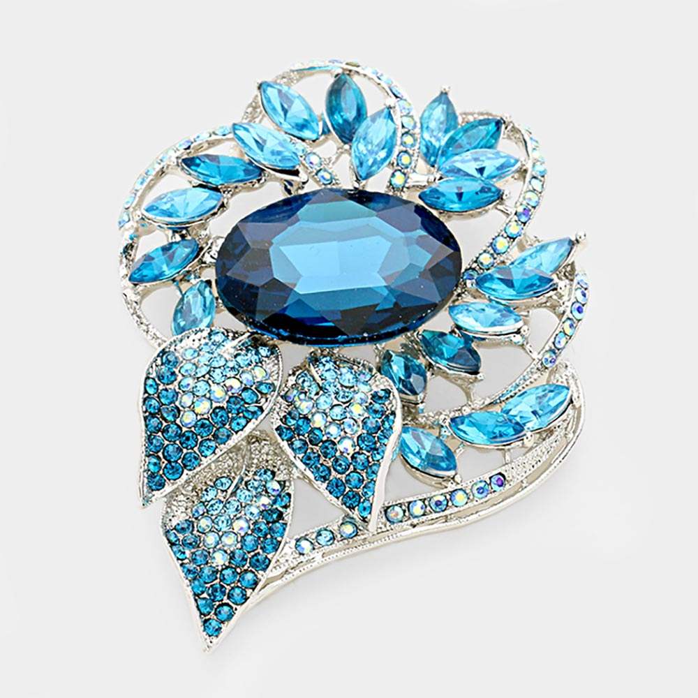 Glass Crystal Flower Stone Brooch / Pendant - Madeline Love - Flyclothing LLC