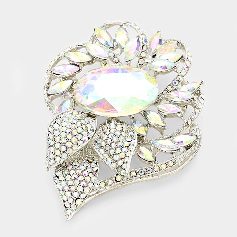 Glass Crystal Flower Stone Brooch / Pendant - Madeline Love - Flyclothing LLC