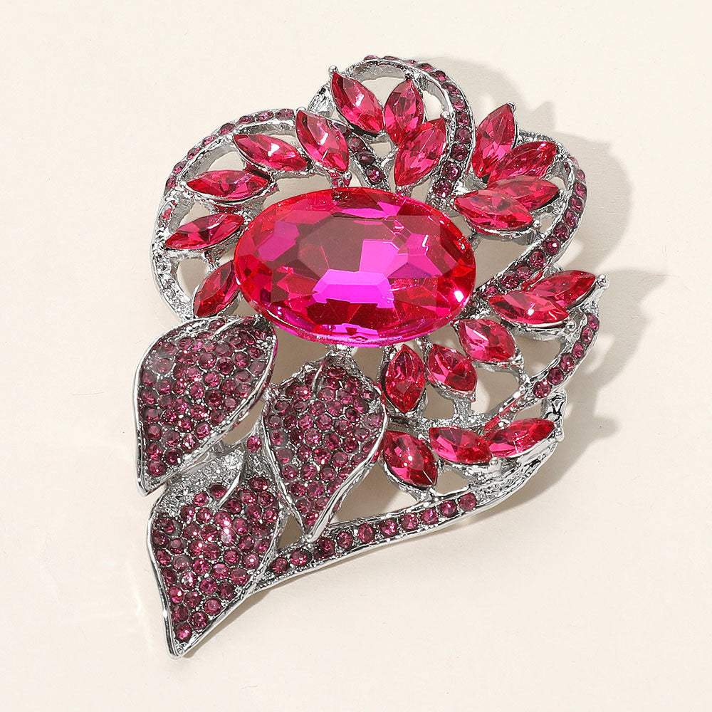 Glass Crystal Flower Stone Brooch / Pendant - Madeline Love - Flyclothing LLC