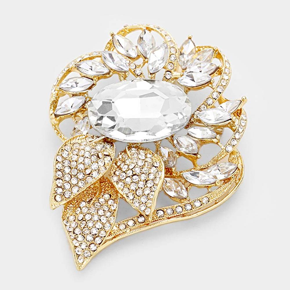 Glass Crystal Flower Stone Brooch / Pendant - Madeline Love - Flyclothing LLC